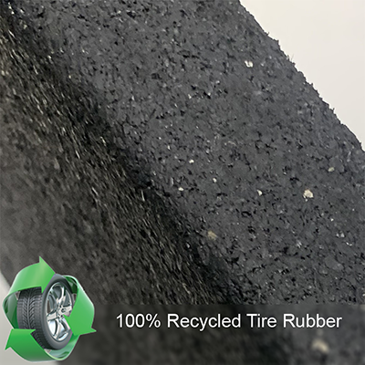 Close up 100% recycled tire rubber.